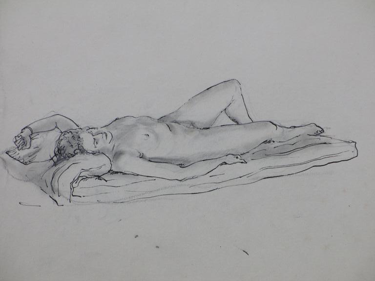 Harm Kamerlingh Onnes, Liggend Naakt, Inkttekening kopen? Bied vanaf 50!