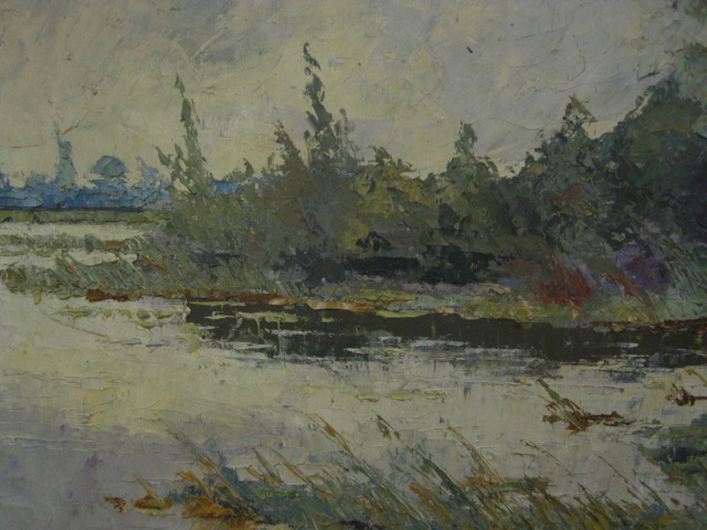 Louis Haver 1906-1969 groot olieverf "Loosdrechtse Plassen" omstreeks 1940 kopen? Bied vanaf 1!