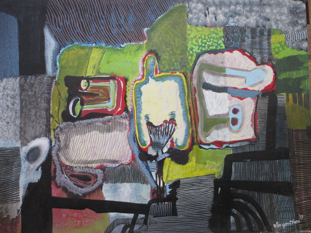 Wim Gerritsen, Kleurrijke Compositie, Gouache kopen? Bied vanaf 280!