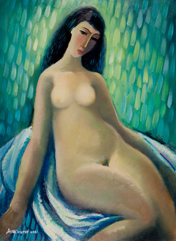 Mikhail Ashkhotov, Naakt, Olieverf op papier, Origineel werk kopen? Bied vanaf 75!