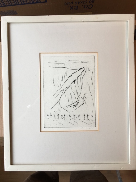 Jan Hein van Rooy, ets/gravure droge pen, forse prijsverlaging (laatste ronde) verkocht voor € 35!