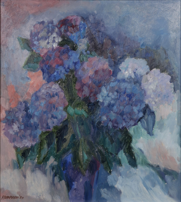 Henk Potters: Olieverf op doek, Hortensia - Ingelijst kopen? Bied vanaf 150!