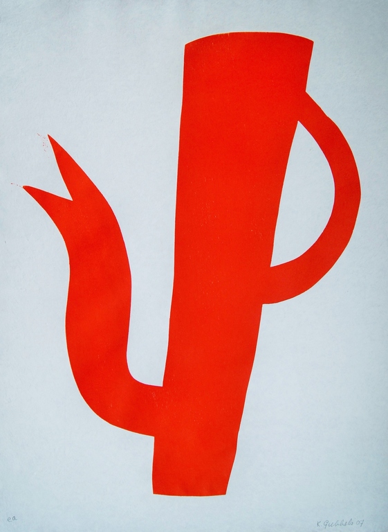 Klaas Gubbels grote houtdruk 'Oranje kan' uit 2007 verkocht voor € 625!