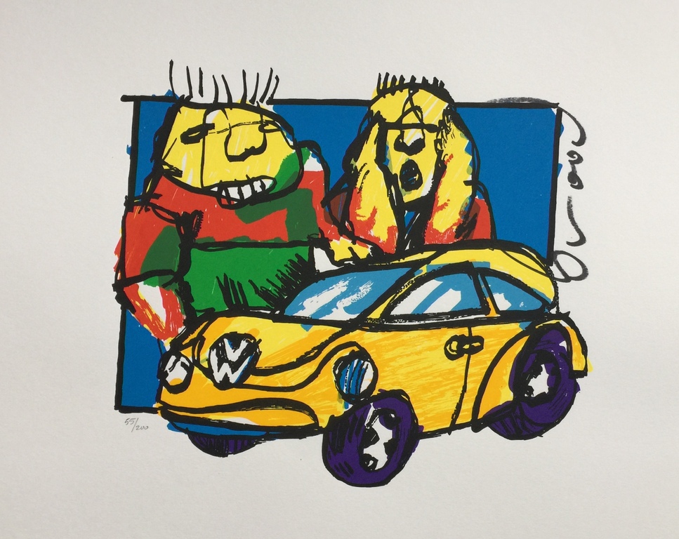 Herman Brood - VW Beetle - Originele hand gesigneerde zeefdruk verkocht voor € 66!