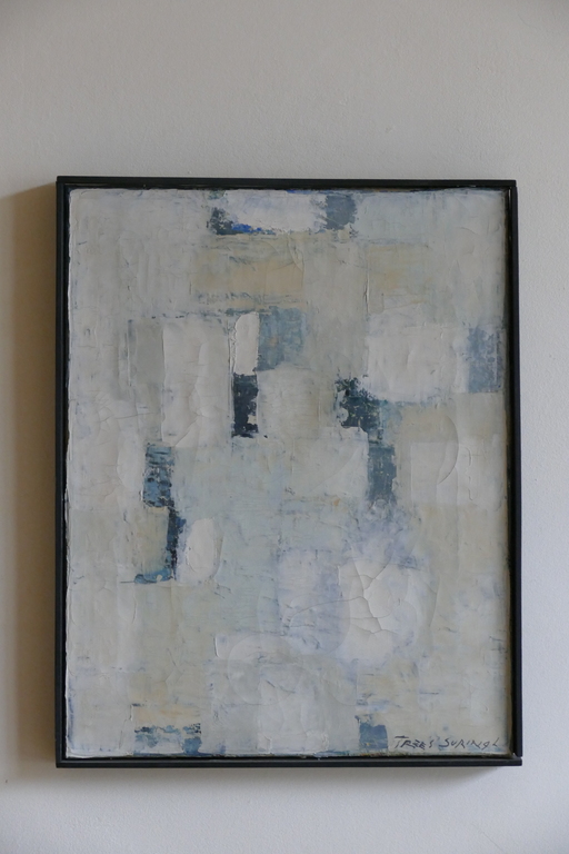 Trees Suringh: Compositie in wit 4. Olieverf op doek. kopen? Bied vanaf 95!