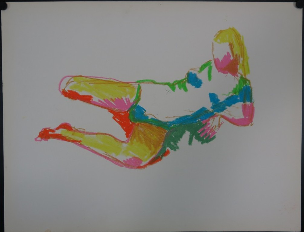 Juul Neumann: Twee krijt tekeningen, Liggend naakt en Vrouw in ondergoed  kopen? Bied vanaf 1!