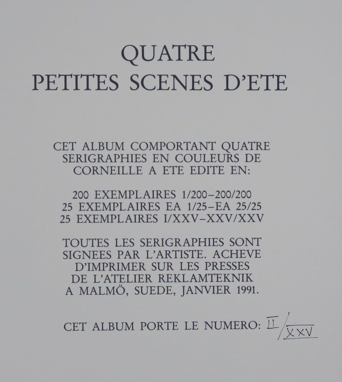 Corneille: Portfolio met 4 zeefdrukken, Quatre petites scenes d'ete kopen? Bied vanaf 280!