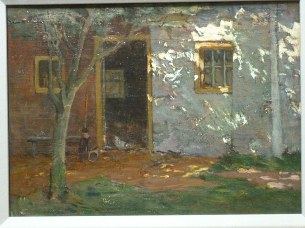 Bernard Schregel - olieverf - Erf achter boerenhuis kopen? Bied vanaf 110!