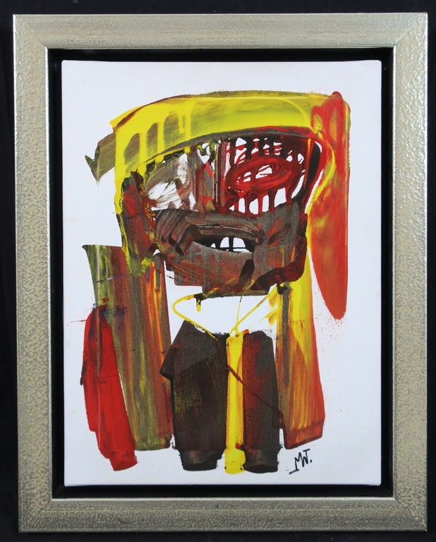 Martin van Wordragen: Olieverf op doek, Grijns - Ingelijst verkocht voor € 250!