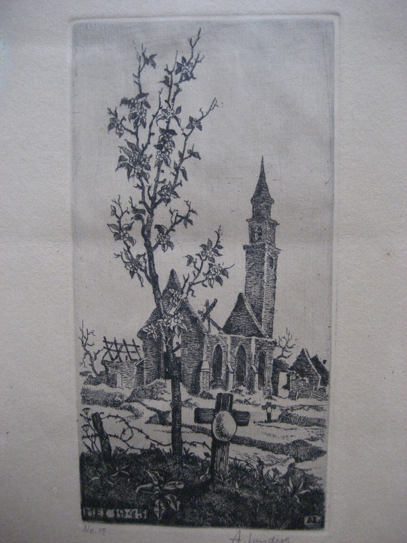 A(ntoon) J. M.Landers geb. 1912 - Bevrijdingsdag - ets -  kopen? Bied vanaf 1!