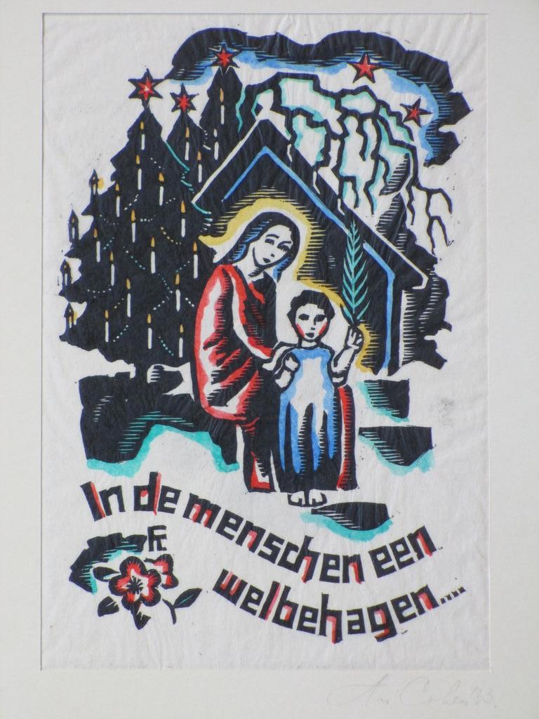 Fré Cohen, In de Menschen een Welbehagen, Houtsnede kopen? Bied vanaf 25!