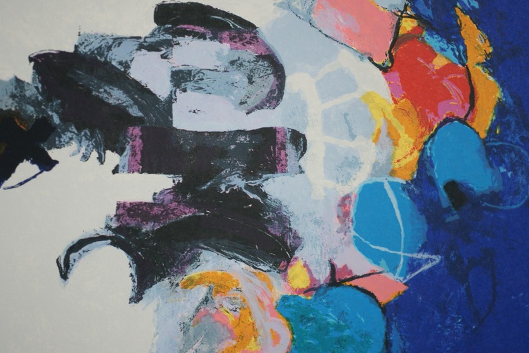 Henk van Vessem - abstract landschap - zeefdruk - jaar: 2001 - hand gesigneerd kopen? Bied vanaf 25!