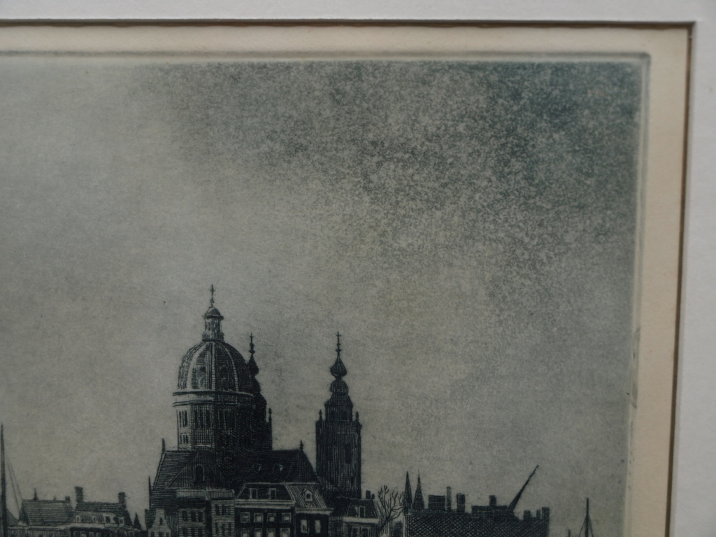 Poppe Damave (1921–1988) : ets , Amsterdam – gesigneerd & ingelijst  kopen? Bied vanaf 1!