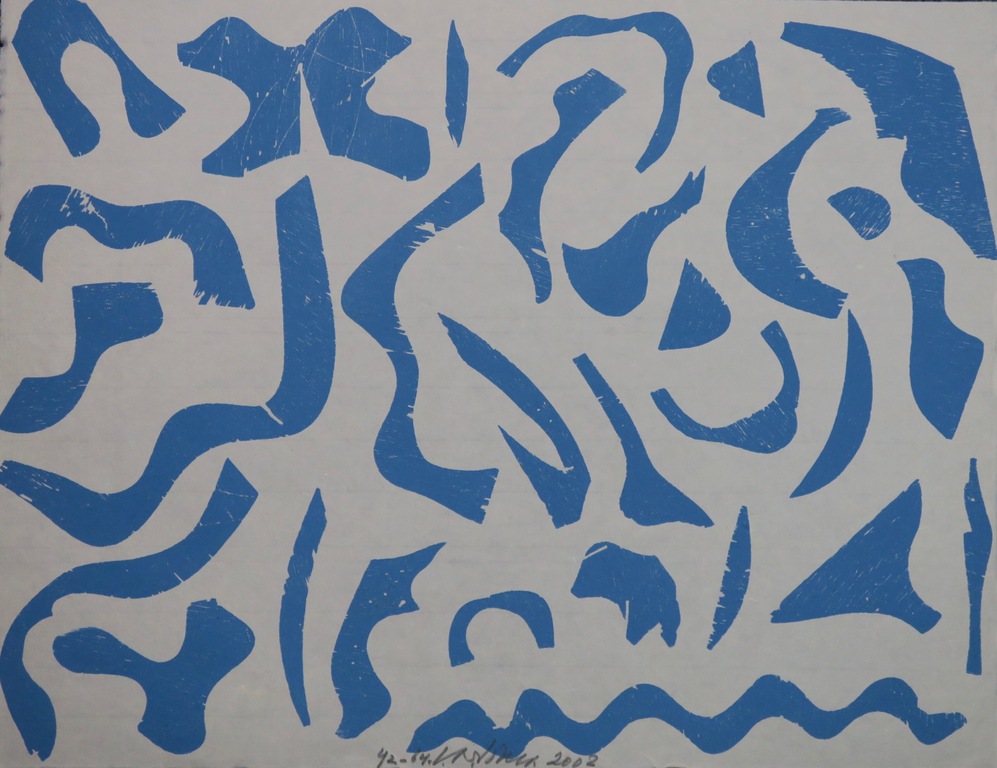 Carel Visser: Houtsnede, Zonder titel (blauw) kopen? Bied vanaf 80!