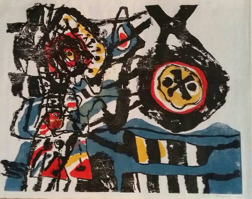 Jef Diederen, kleurenhoutsnede uit 1965 Dit is het eerste exemplaar! nr. 1-190 verkocht voor € 150!