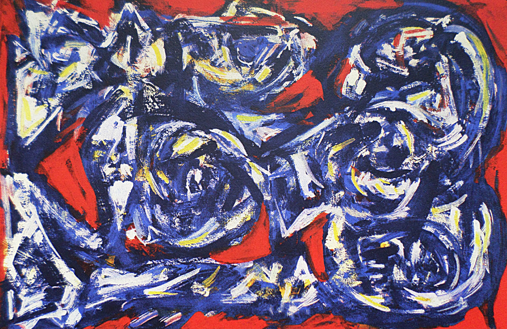 Theo Wolvecamp - Abstracte voorstelling, zeefdruk kopen? Bied vanaf 225!