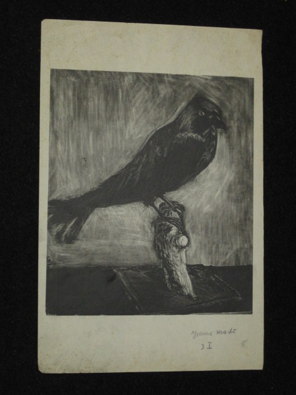 Vroeg figuratief werk van Yvonne Kracht (1931) Litho "Kraai" gesigneerd  kopen? Bied vanaf 1!