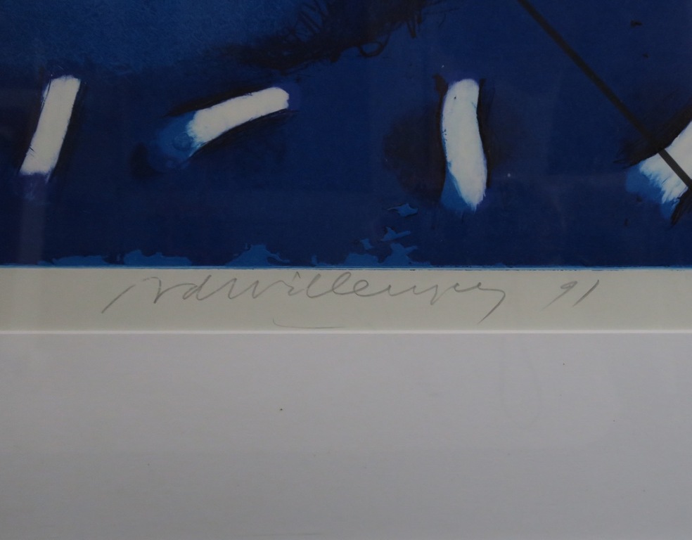 Ad Willemen: Ets, What about this blue - Ingelijst (groot) kopen? Bied vanaf 40!