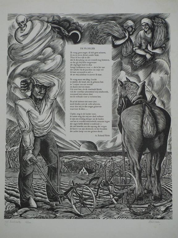 Fokko Mees, De Ploeger, Houtsnede kopen? Bied vanaf 50!