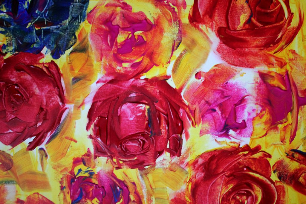 Elena Polyakova: Acrylverf , Kleurige rozen kopen? Bied vanaf 145!