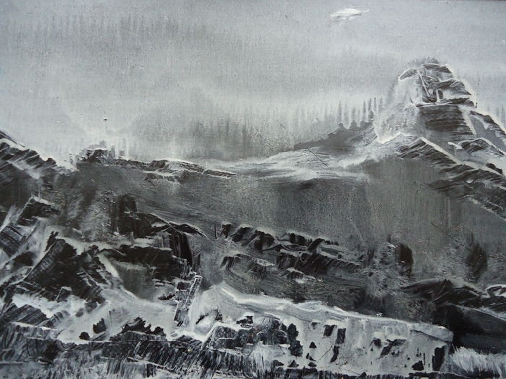 Theo Goedvriend, tweeluik met twee paneeltjes met berglandschappen, kopen? Bied vanaf 80!