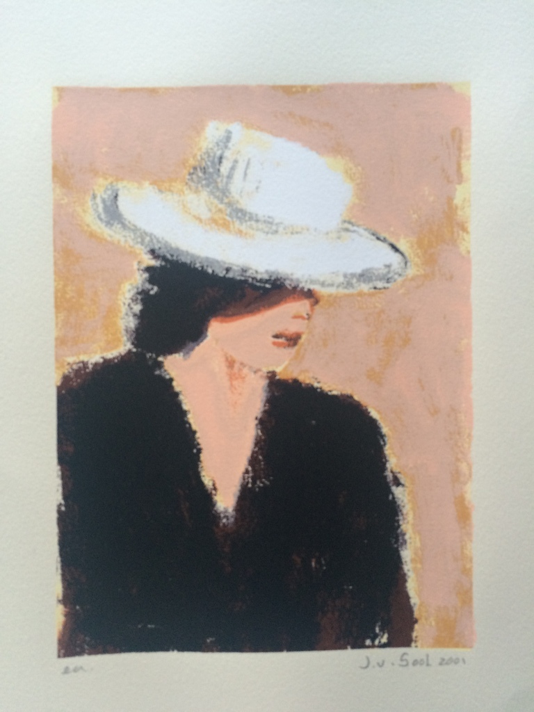 José van Gool: dame met wite hoed kopen? Bied vanaf 25!