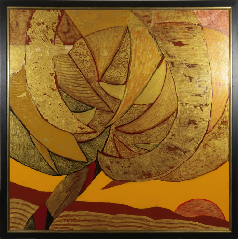 Ronald Boonacker: Acryl op doek, Palm - Ingelijst (Zeer groot!) verkocht voor € 450!