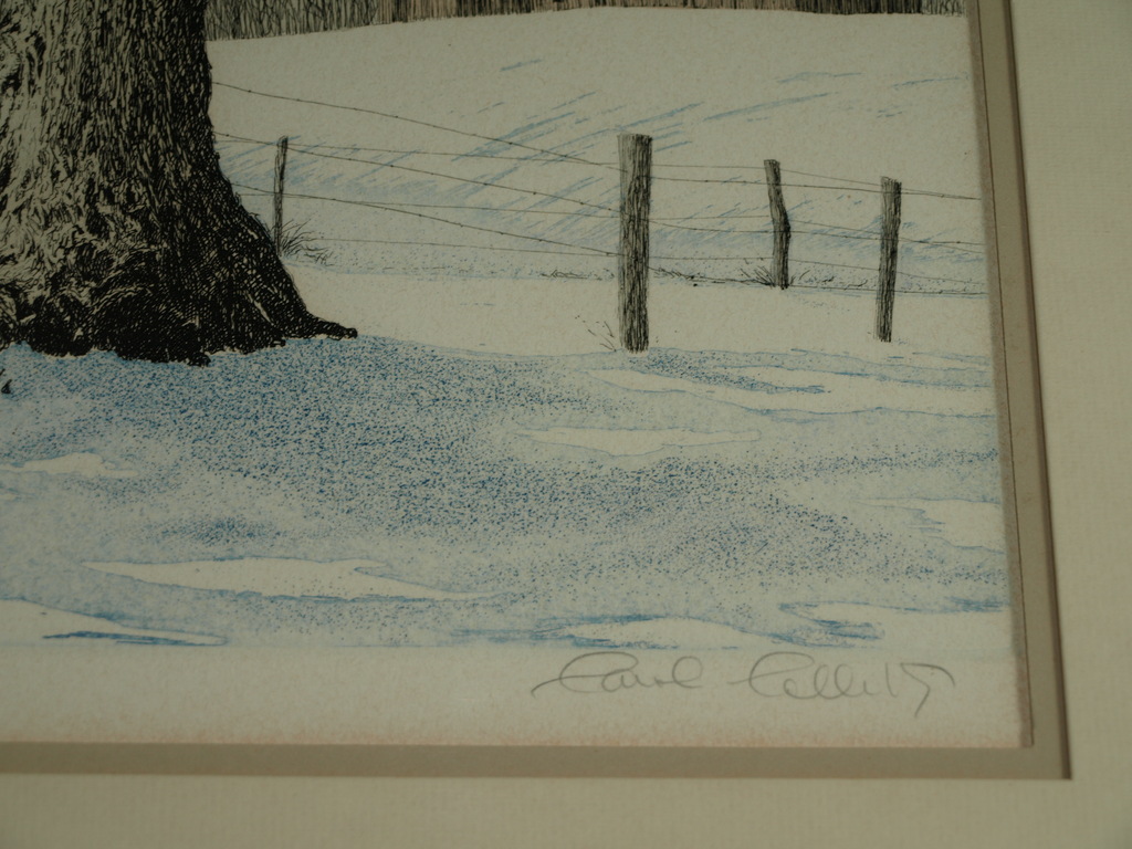 Carol Collette: Ingekleurde ets - First Snow – Gesigneerd & ingelijst – 1981 kopen? Bied vanaf 1!