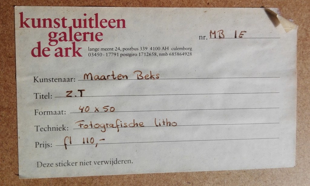 Maarten Beks, litho, zonder titel (1E) kopen? Bied vanaf 1!