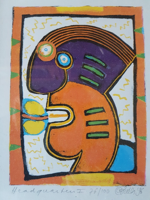 Clemens Briels - Clemens Briels (1946), zeefdruk, handgesigneerd, Headquarters I verkocht voor € 80!