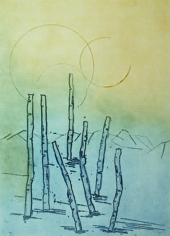 Jan Montyn - Bamboo blue Cambodga, aquatint ets kopen? Bied vanaf 150!