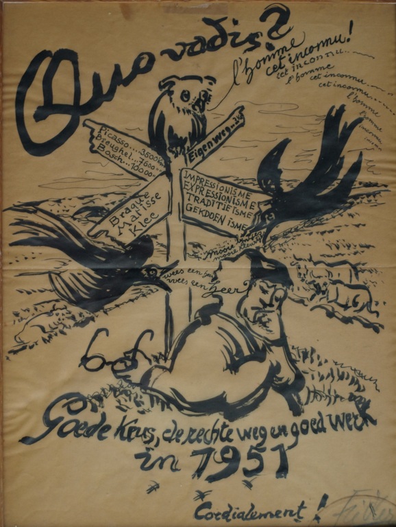 Herbert Fiedler : Pentekening , Quo Vadis â�� gesigneerd & ingelijst - 1950 verkocht voor € 50!