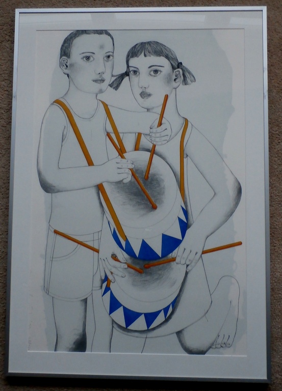 Janpeter Muilwijk, zeefdruk: Studie voor musicerende engel, handges. verkocht voor € 95!