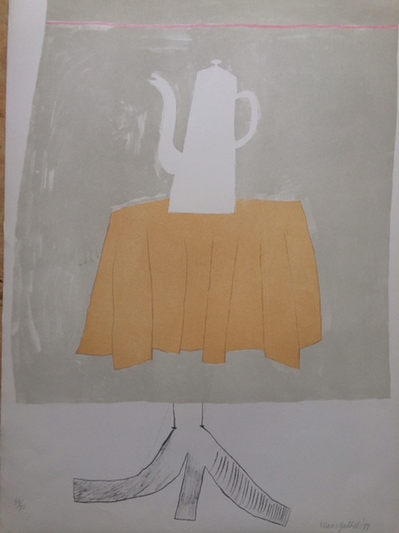 Klaas Gubbels, litho, Koffiekan op tafel kopen? Bied vanaf 475!