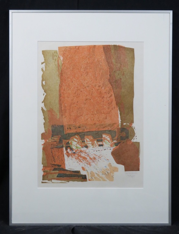 Jaap Ploos van Amstel: Linosnede, Sacrale bron te Delphi - Ingelijst kopen? Bied vanaf 1!