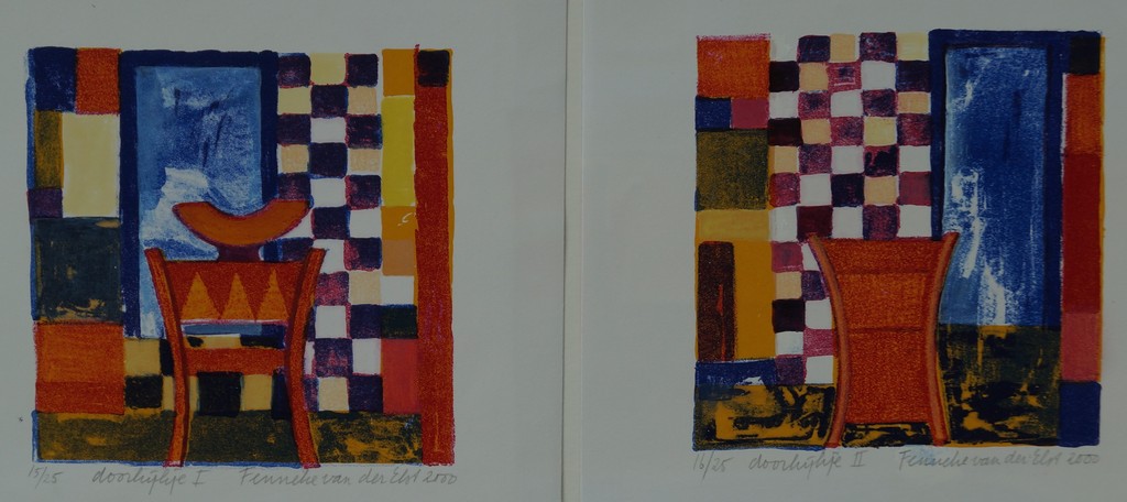 Fennek van der Elst - twee litho's - doorkijkje I en II - 2000 kopen? Bied vanaf 1!