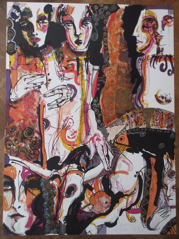 Jan Voss, Vrouwelijke Vormen, Kleurenlitho verkocht voor € 45!