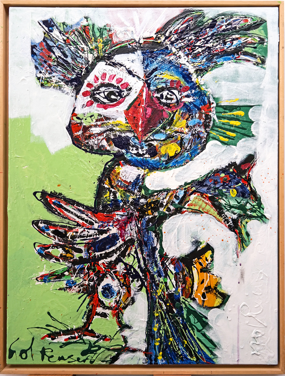 Nol Reuser. Feeling Blue, Acryl op doek. verkocht voor € 180!