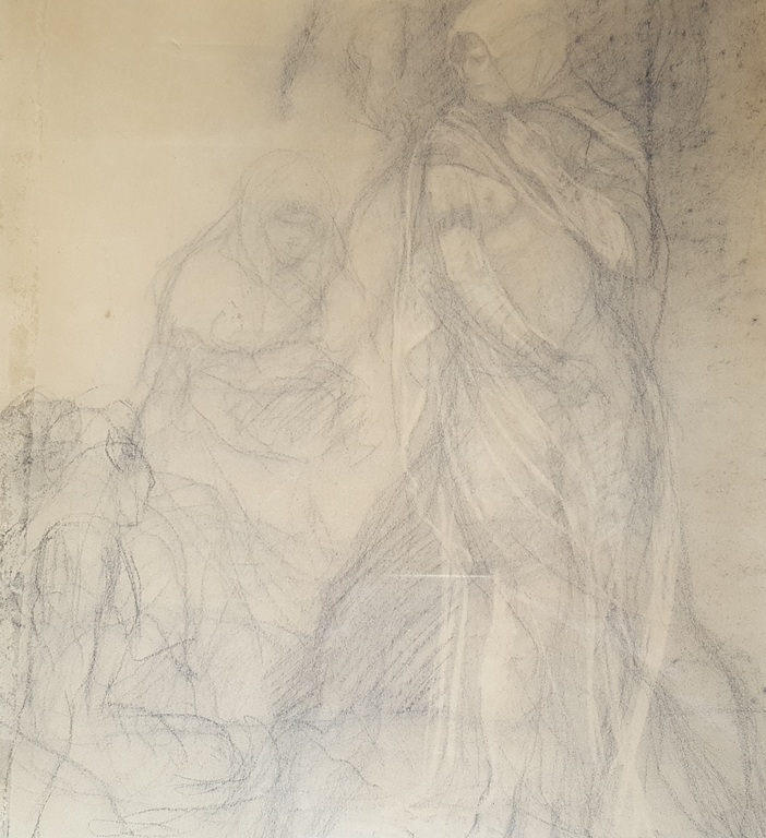 Marius Bauer (1867-1932) - Vrouwen met baby, tekening - gemonogrameerd kopen? Bied vanaf 1!