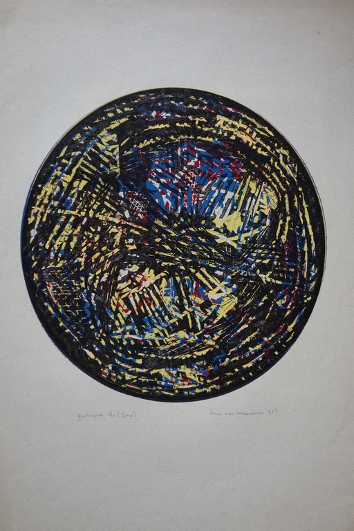 Henc van Maarseveen, kleuren linosnede 1962. verkocht voor € 40!