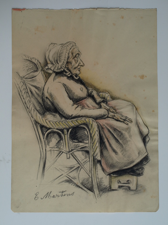 Onbekend : Tekening , Portret oude vrouw – ca 1920  kopen? Bied vanaf 1!