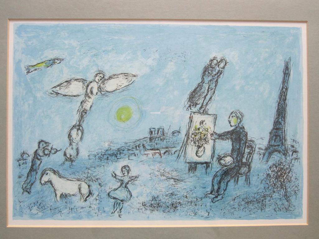 Marc Chagall - Litho - Le peintre et son double - 1981 - ingelijst verkocht voor € 90!
