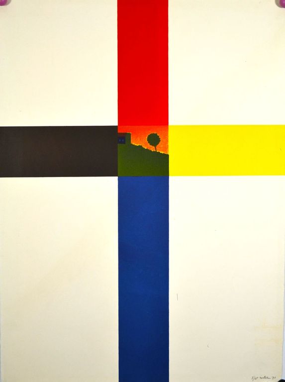 Willem van Malsen: Litho. Kruis met landschap kopen? Bied vanaf 70!