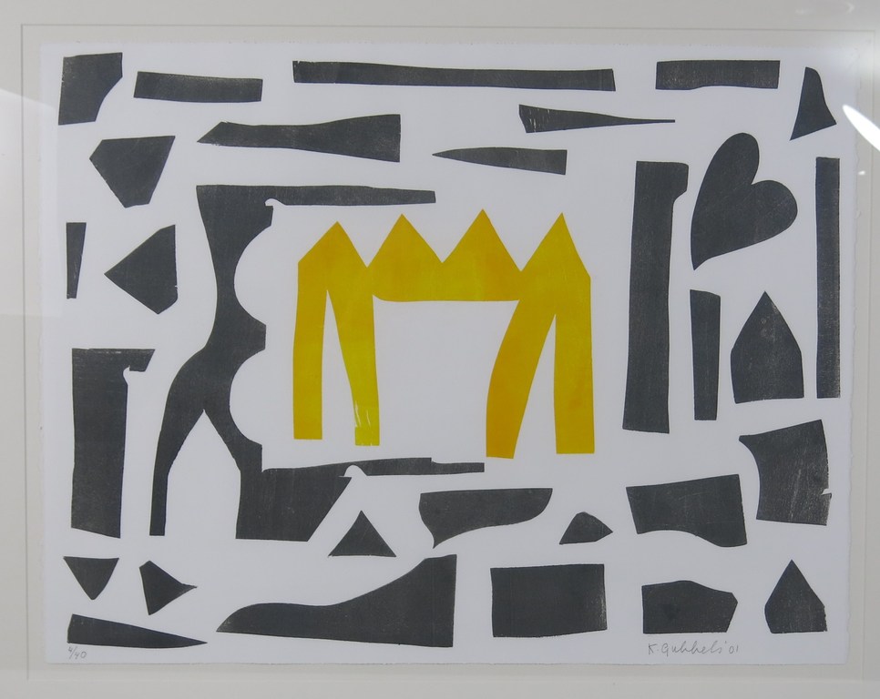 Klaas Gubbels: Houtdruk, Gele tafel - Ingelijst kopen? Bied vanaf 250!