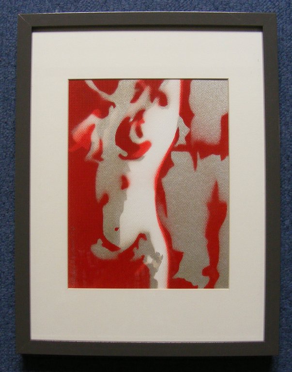 Richard Weber, Stencil-art, Lady in red, ingelijst verkocht voor € 50!