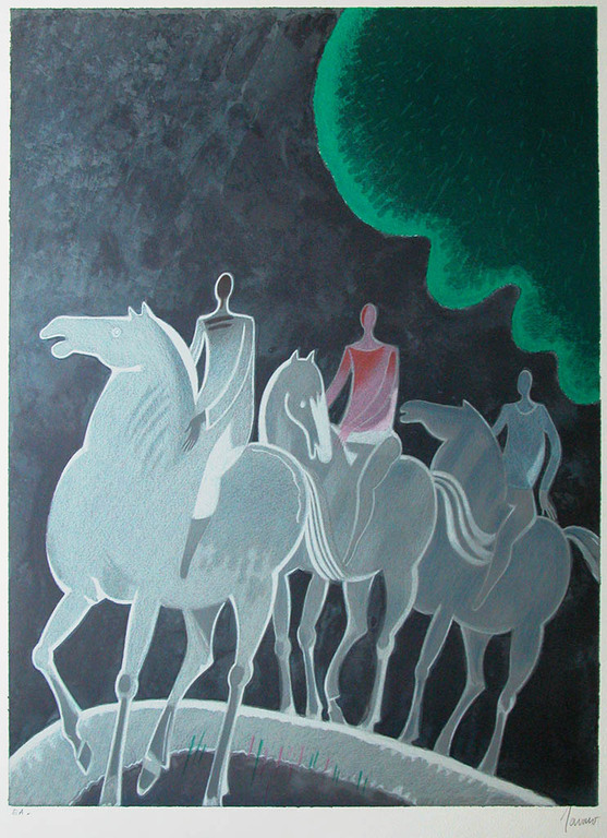 Albert Zavaro, 'Chevauchee Nocturneâ�� â�� originele lithografie, gesigneerd verkocht voor € 49!