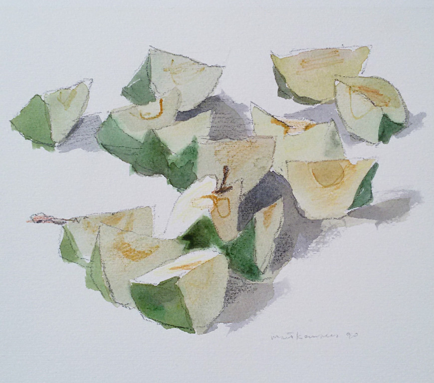Mart Kempers - Appelpartjes, aquarel / tekening verkocht voor € 90!