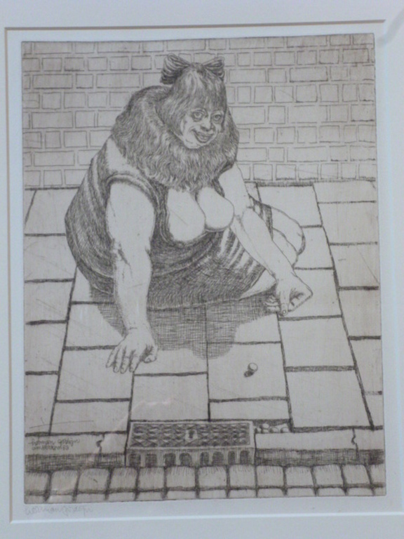 Herman Gordijn - ets - Knikkeren verkocht voor € 200!