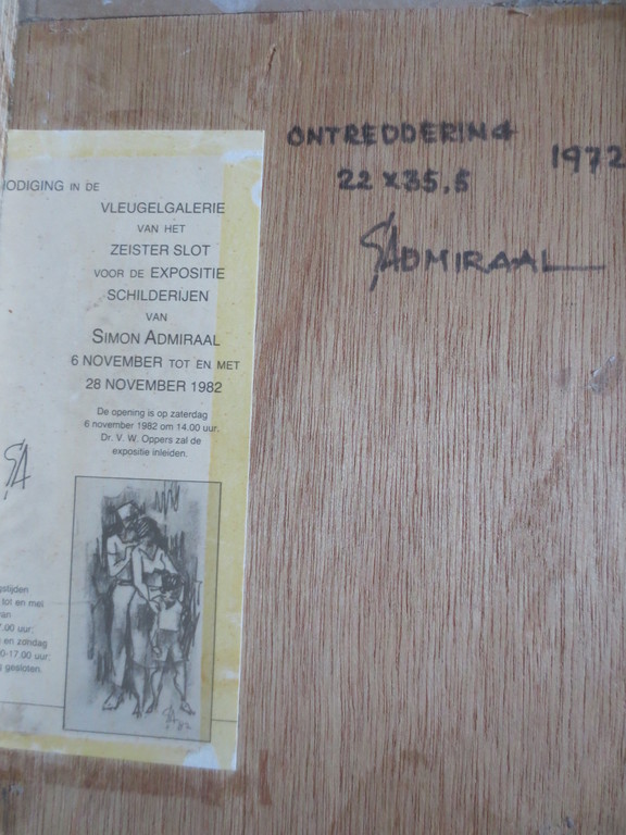 Simon Admiraal (1903-1992), olieverf op paneel, De Ontreddering 1972. kopen? Bied vanaf 70!