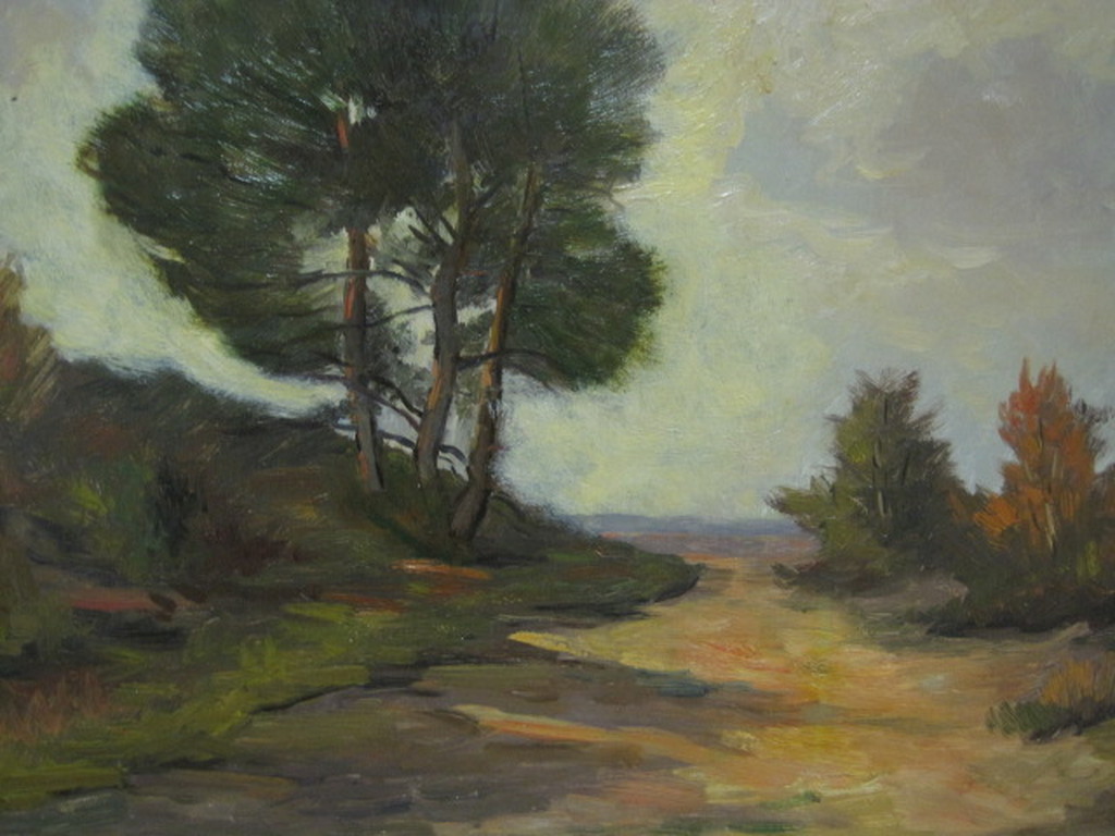 X.Munninghoff 1873-1944 "Hoge Veluwe heidelandschap" gesig. ca 1910 verkocht voor € 75!